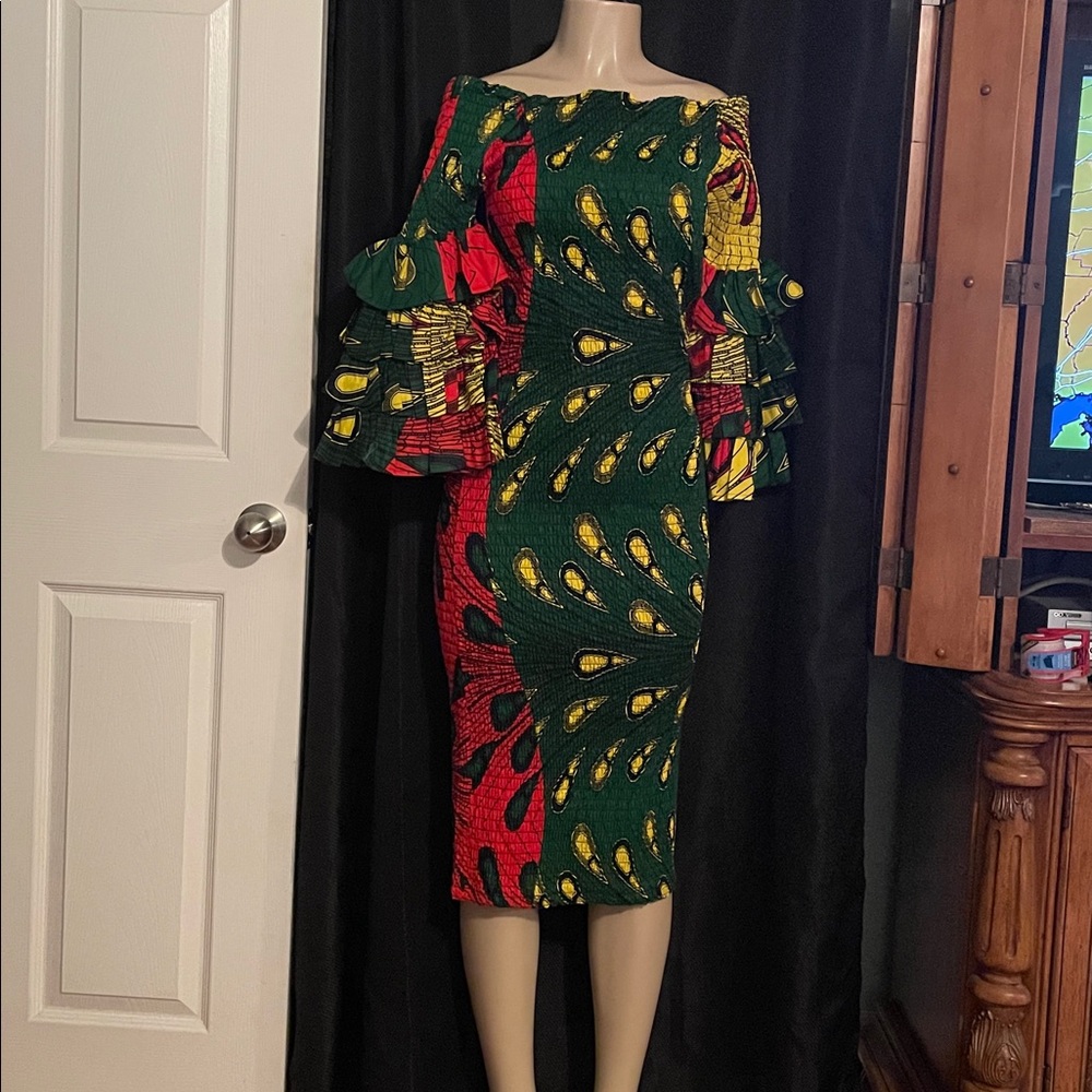 Elegant Multicolor Off-Shoulder Dress